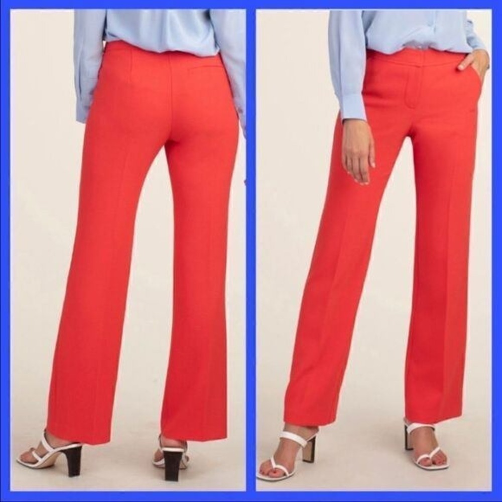 Trina Turk Pants Womens 8 Red Straight Leg Ankle Dress Trousers Office